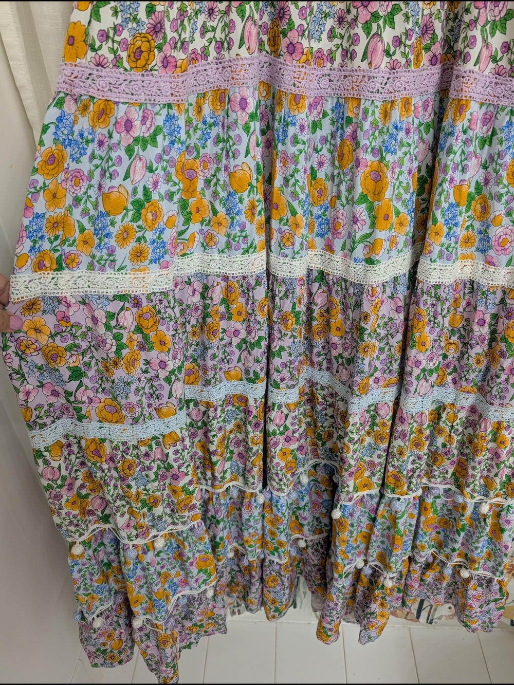 Crown & Ivy Floral Tiered Maxi Dress XL Cottagecore Boho - Picture 5 of 6